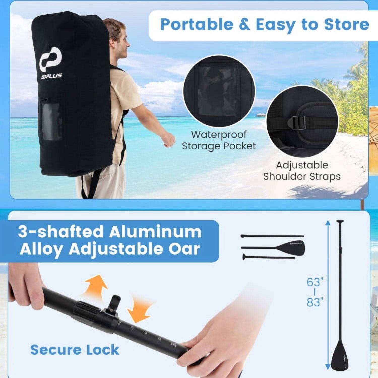 Barara King Inflatable Stand Up Paddle Board with Premium SUP Accessories-S