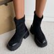 thumbnail image 3 of NECHOLOGY Botas Mujer Adulto Femenino Zapatos Botines de mujer Botas de tacón grueso con suela gruesa de gamuza de color sólido estilo británico a la moda para mujer (Black, 9), 3 of 7