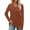Brown, variant on Women's V Neck Casual Button Detail T Shirt Top Long Sleeve Crew Neck Plant Printed Blouse XL Size White