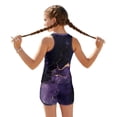 thumbnail image 2 of Xoenoiee Purple Golden Marble Print Girls Swimsuit Two Piece Bathing Suit Round Neck Tankini Tops with Boyshort Girls Swimsuits Swimwear, 8-9 Years, 2 of 7