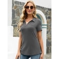thumbnail image 4 of LOMON Womens V Neck Polo Shirts Short/Long Sleeve Collared Tops Loose Casual Tunic Blouses with Pocket, 4 of 7