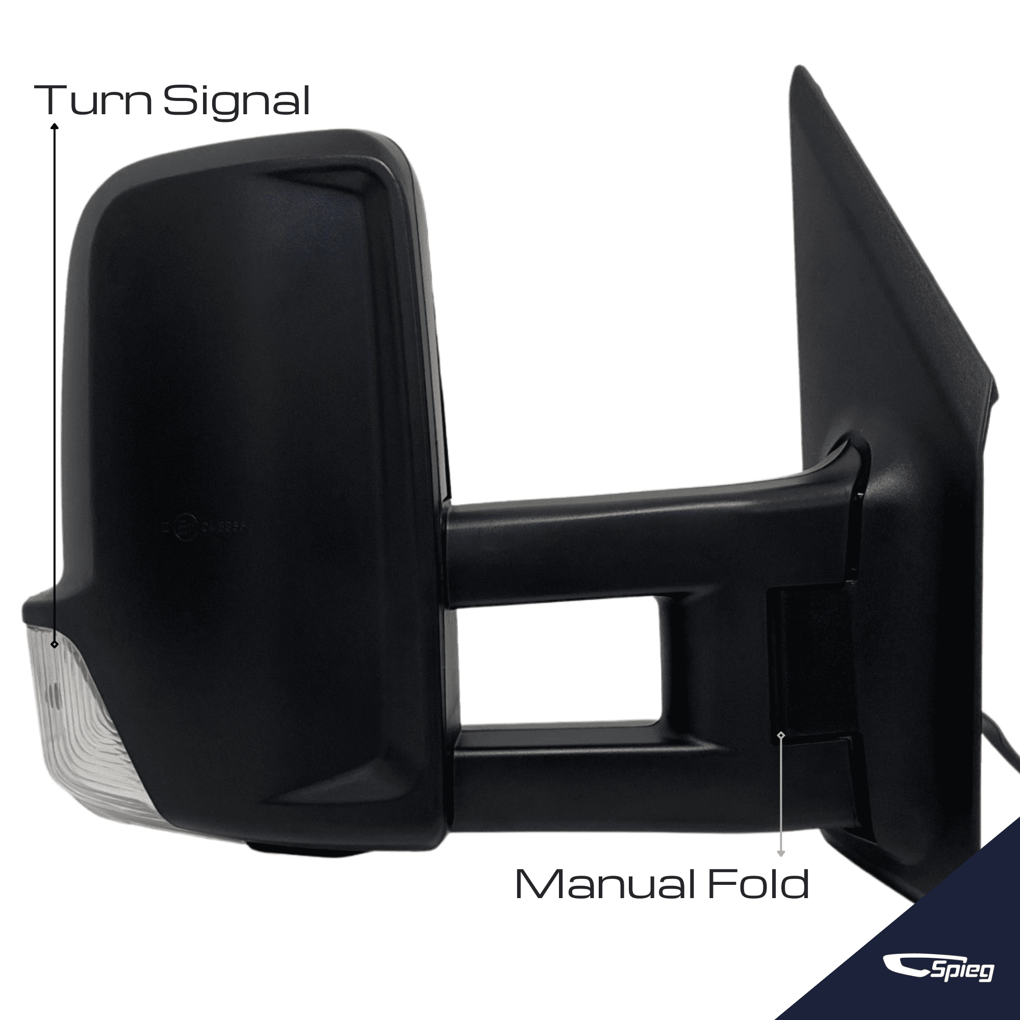 Spieg ‎CH1321380 Long Arm Passenger Side Mirror for 2007-2018 Dodge Mercedes Freightliner Sprinter | Right Side View Mirror Assembly Power Adj Heated Manual Folding Turn Signal | Textured 6Pins