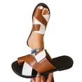 thumbnail image 4 of Xdegoge Flat Sandals for Women Crisscross Multi Tone Straps Toe Loop Slides Summer Beach Fashion Slipper Casual Outdoor Open Toe Minimalist Lightweight Footwear, 4 of 6