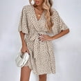 thumbnail image 2 of B91xZ Robes d'Anniversaire pour Femmes Robe Col Rond Manches Courtes Robe Pull avec Poches, Kaki TG, 2 of 5