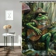 thumbnail image 2 of BCIIG Frog Guitar Forest Bathroom Decor Set with Hooks, Colorful Polyester Fabric Fashion Shower Curtain Set for Home Decoration, Waterproof with Vibrant HD Print 36"x72, 2 of 7