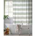 thumbnail image 2 of Split Shower Curtain for Transfer Bench, Sage Green Stripe Fabric Shower Curtains for Bathroom, Modern Simple Geometric White Striped Tub Sliding Transfer Bench Waterproof Bath Curtains 72"x96", 2 of 9