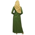 thumbnail image 5 of Bimba Women's Muslim Green Aari Work Long Maxi Dress Abaya With Beige Hijab-26, 5 of 5