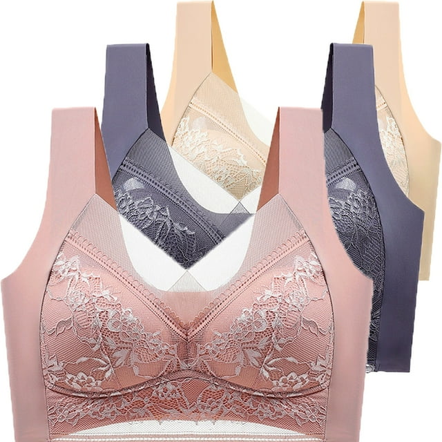 ManxiVoo Posture Support Bras Women Wirefree Lift Comfort Breathable Everyday Essential Full Coverage XXXXL Size Gray