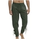 thumbnail image 1 of Pantalones largos para hombre, moda de ocio, color sólido, con correa de cuerda, bolsillo para los pies, pantalones largos para hombre, abrigo de poliéster, 1 of 2
