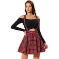 thumbnail image 1 of INSPIRE CHIC Falda De Tela Escocesa Gótica Para Mujer Faldas De Tirantes Desmontables De Cintura Alta Negro rojo L, 1 of 6