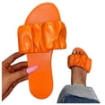 thumbnail image 3 of JeashCHAT Slip On Slide Sandals for Women Women's Summer Slip-On Flat Beach Slippers Open Toe Breathable Sandals Shoes (Orange), 3 of 3