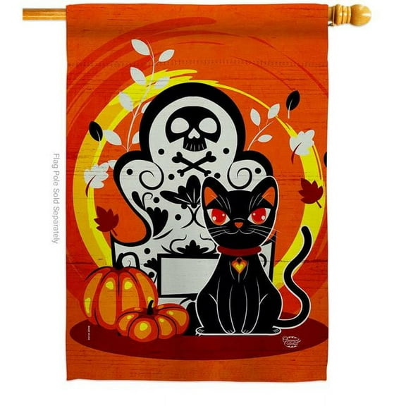 Ornament Collection H192652-BO 28 x 40 in. Halloween Kitty House Flag with Fall Double-Sided Decorative Vertical Flags Decoration Banner Garden Yard Gift