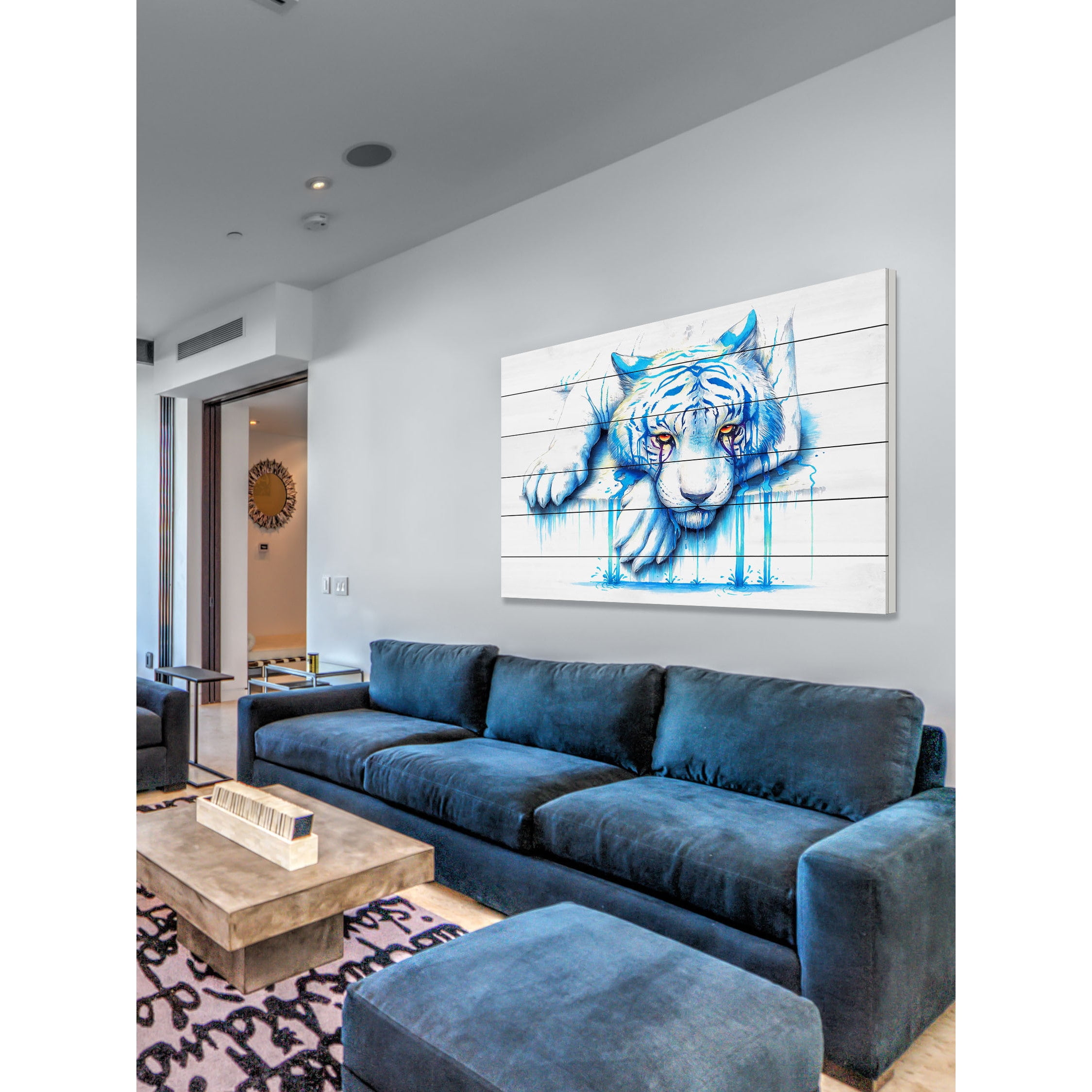 Marmont Hill "Blue Tears" Painting Print on White Wood