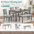 thumbnail image 6 of Dining Set for 6, LEGAHOME Farmhouse 6 Piece Dining Table Sets with Bench, Solid Wood Rectangular Dining Room Table and Chairs Set, Gray, 6 of 8