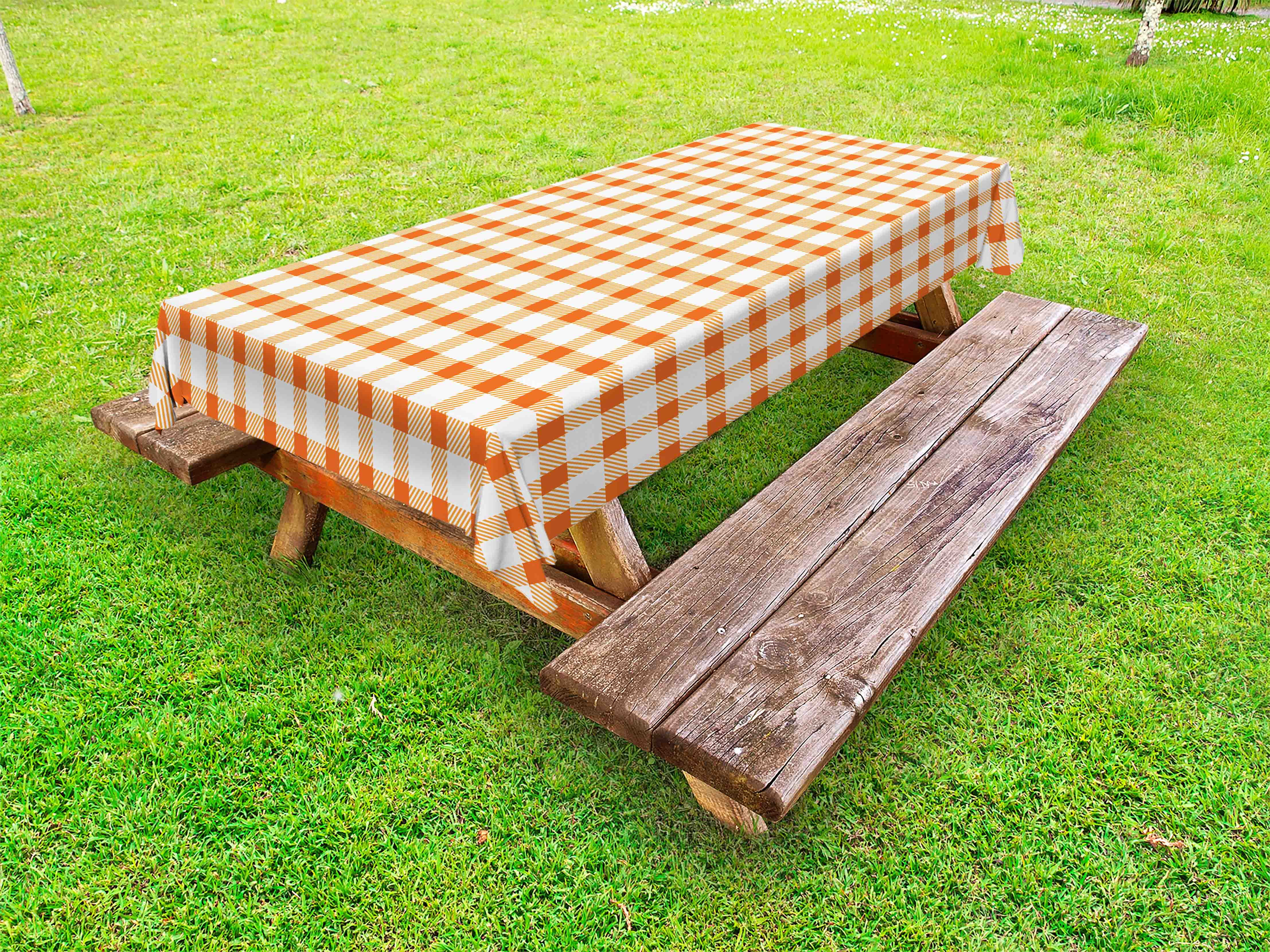 Retro Checkered Outdoor Picnic Tablecloth in 3 Sizes Washable Waterproof 