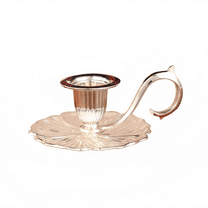 AUDeals European Style Bronze Candlestick Holder Elegant Taper Candle Holder with Handle, Vintage Chamberstick for Weddings, Dining & Home Decor (Antique Finish)