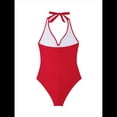 thumbnail image 4 of Trajes de Baño de una Pieza con Control de Abdomen para Mujer, Trajes de Baño Push Up con Cuello Halter Rojo XL, 4 of 8