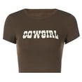 thumbnail image 1 of Sunloudy - Tops cortos de manga corta con cuello redondo para mujer, camisetas cortas ajustadas con estampado de letras sexy Sunloudy  S M L, 1 of 9