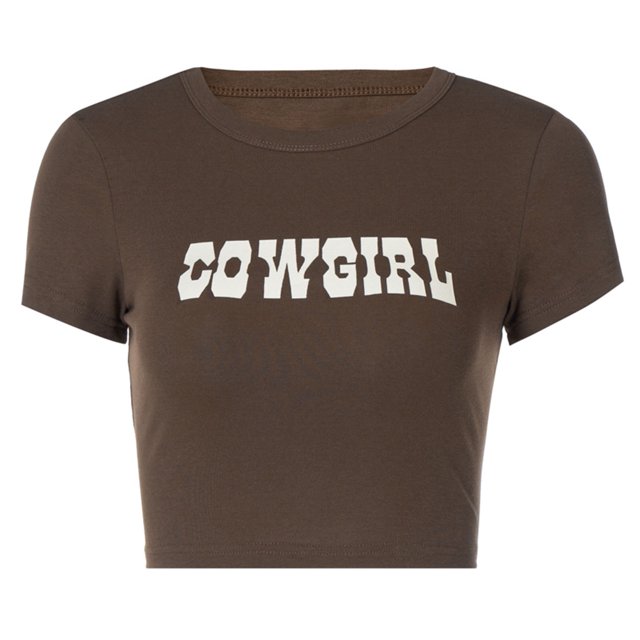 Sunloudy - Tops cortos de manga corta con cuello redondo para mujer, camisetas cortas ajustadas con estampado de letras sexy Sunloudy S M L