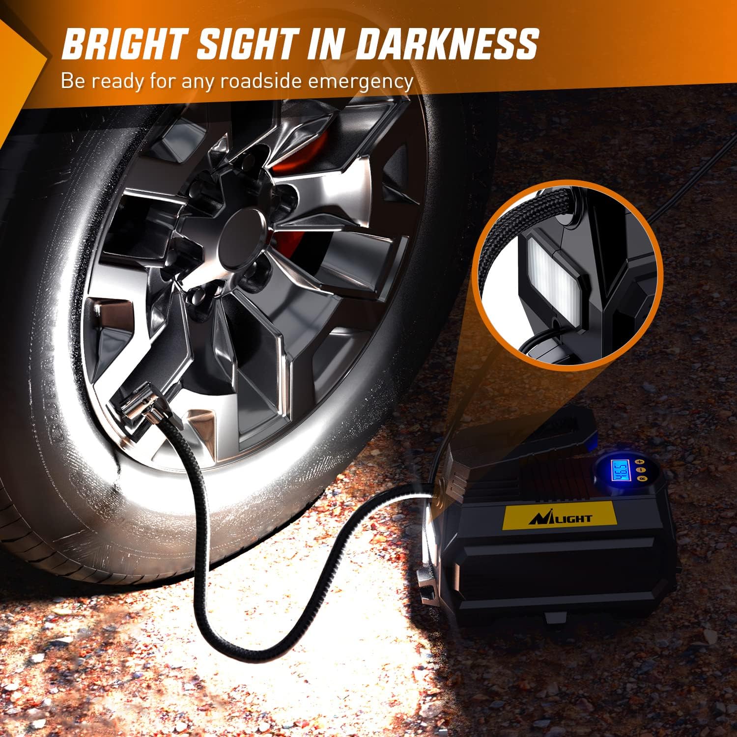 Nilight Tire Inflator Air Compressor Portable Air Pump for 12V DC Car Tires with Digital Pressure Gauge 150PSI Auto Tire Pump with LED Light for Cars ATVs Bicycles