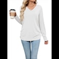 thumbnail image 3 of Camisetas de Mujer con Cuello en V, Larga, Informales, Básicas, Lisas y Suaves XL, 3 of 10