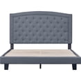 thumbnail image 3 of Modern Marvel Upholstered Platform Bed in Gray with Tufted Headboard and Sturdy Wood Slat Support, 3 of 5