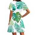 thumbnail image 5 of Summer Dresses for Women Hawaiian Printed V Neck Short Sleeve Fashion Flowy Wrap Dress Party Beach Sundress, 5 of 5