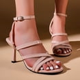 thumbnail image 6 of SZJXBUY High Heel Sandals for Women 2026 Summer Casual Open Toe Strappy Breathable Slingback Stiletto Heel Sandals Elegant Party Dress Shoes Beige,40, 6 of 9