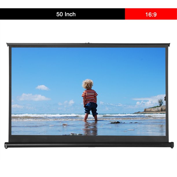 50 Inch 169 HD Mini Projector Screen, Portable Video Screen Widescreen