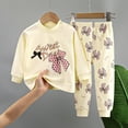 thumbnail image 2 of HCNTES Toddler Baby Girl Clothes Fall Outfits Long Sleeve Sweatshirt Tops + Pants Set(6-12 Months,Beige#@1), 2 of 4