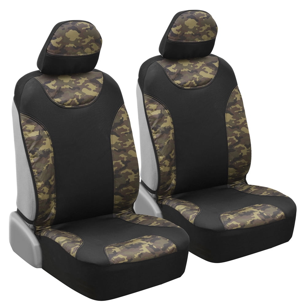 Camo Seat Covers for Truck Car SUV - Two Tone Black & Camouflage
