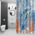 thumbnail image 4 of Sea Corals Turtle Bathroom Shower Curtain, Summer Beach Sea Stars Blue Stripes Waterproof Washable Soft Bath Curtain for Bathtub Decor with 12 Hooks&Grommet, 48x72 Inch, 4 of 9