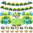 thumbnail image 4 of Decoración de fiesta de cumpleaños para niños, Tractor de granja verde, vehículo excavadora, placa desechable, Pancarta, globos, suministros para Baby Shower, 4 of 5