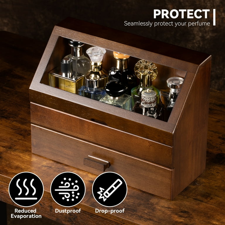 Cologne Organizer for Men, Wood Perfume Organizer Storage with
