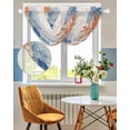 thumbnail image 3 of Orange Navy Blue Coral Sheer Waterfall Valance Curtains for Window, Summer Beach Coastal Rustic Rod Pocket Sheer Topper Swag Curtains for Living Room, Kitchen 38.5"W x 47.2"L, 1 Panel, 3 of 7