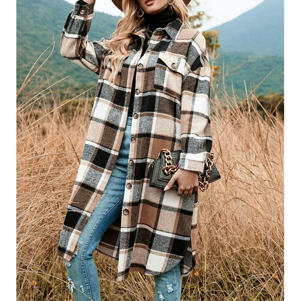 Long flannel coat womens sale