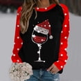 thumbnail image 1 of Puntoco Mujer Navidad Invierno Manga Larga Cuello Redondo Impresión De Letras Top Blusa Sudadera Puntoco Puntoco-9232, 1 of 4