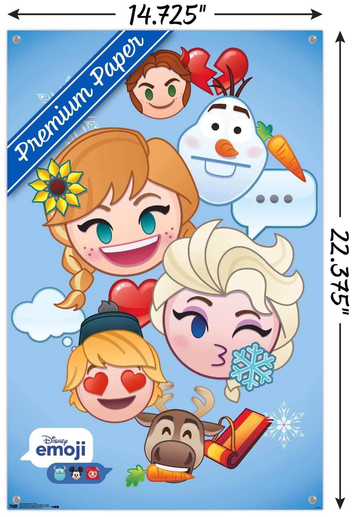 Disney Emoji - Frozen Wall Poster with Push Pins, 14.725" x 22.375"