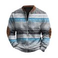 thumbnail image 2 of Men's Retro Knit Print Zip Up Sweatshirt, Casual Long Sleeve Cardigan Style Fleece Jacket, Vintage Streetwear for Christmas, Fall Winter, Cozy Layering Top,Blue,3XL, 2 of 6