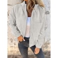 thumbnail image 4 of Women'S Solid Color Corduroy Jacket Minimalist Style Hooded Zip Front Coat Casual Outerwear Milky White 5XL, 4 of 8