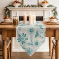 thumbnail image 3 of Table Runners 108 Inches Long, Teal Boho Cotton Linen Kitchen Dining Coffee Table Runner for Party Home Decor, Vintage Pattern Ethnic Flower Tribal Leaf Tabletop Dresser Scarves Runner 13x108 Inch, 3 of 9