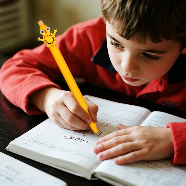 2026 Cute Cartoon Erasable Pen, Character Design with Friction Ink, Fun Writing Tool for Kids to Correct Mistakes, Smooth 0.5mm Tip for School Notes - Yellow