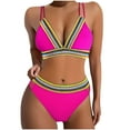 thumbnail image 1 of Trajes de baño Amzcrzy Tankini para mujer, trajes de baño, trajes de baño, bikini con control de abdomen para mujer, traje de baño de bikini con tirantes sin espalda de color sólido, rosa fuerte, M, 1 of 3