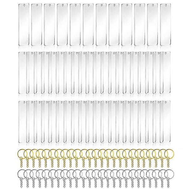 50 llaveros acrílicos en blanco con anilla transparente para llavero rectangular acrílico negro