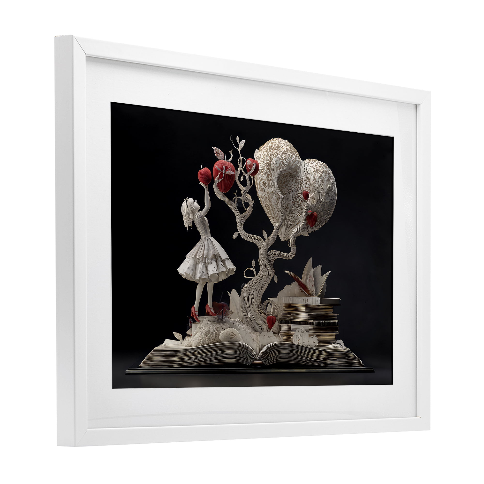 Stupell Industries Paper Sculpture Style Fairytale White Framed Print Under Glass, design by The Wands Want