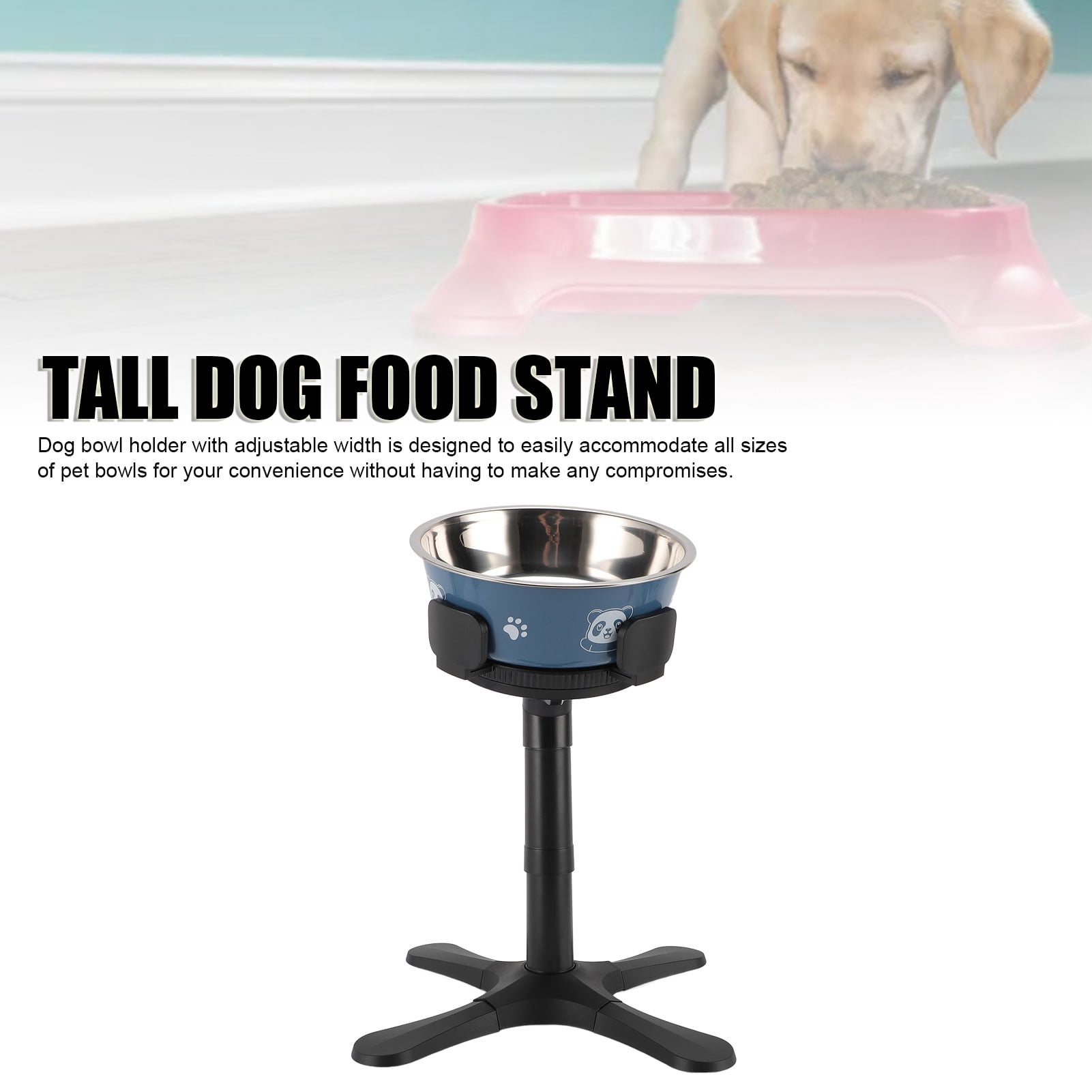 LAZIOEGR Adjustable Elevated Dog Bowl Stand Tilted Raised Feeding Station for Medium Large Dogs with Removable Bowl 8.27 inches