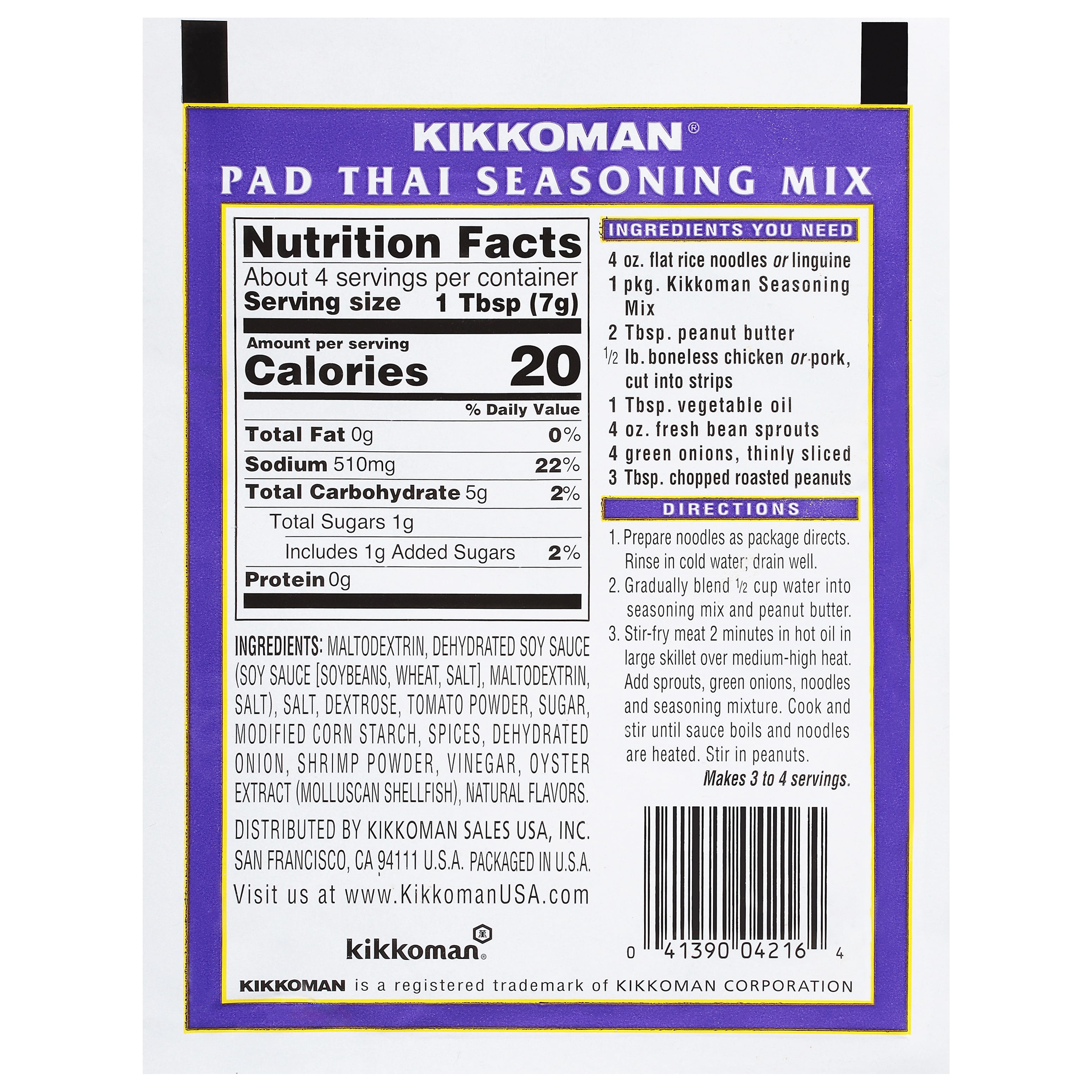 Kikkoman Pad Thai Seasoning Mix, 1 oz Packet
