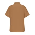 thumbnail image 4 of CIENVNSTG Tshirts Shirts for Men Cotton Linen Short-Sleeved Shirts Solid Color Turn-Down Collar Casual Beach Style Fashion Tops Ginger XL, 4 of 6