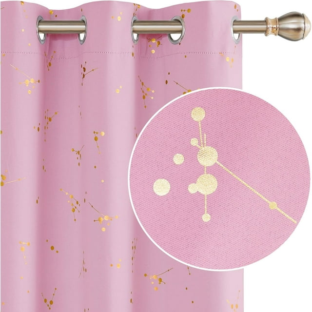 Rideaux Longs Panneaux Motif Constellation Imprimé en Feuille Rideaux Salon Chambre Occultants Rideaux (x Panneaux)