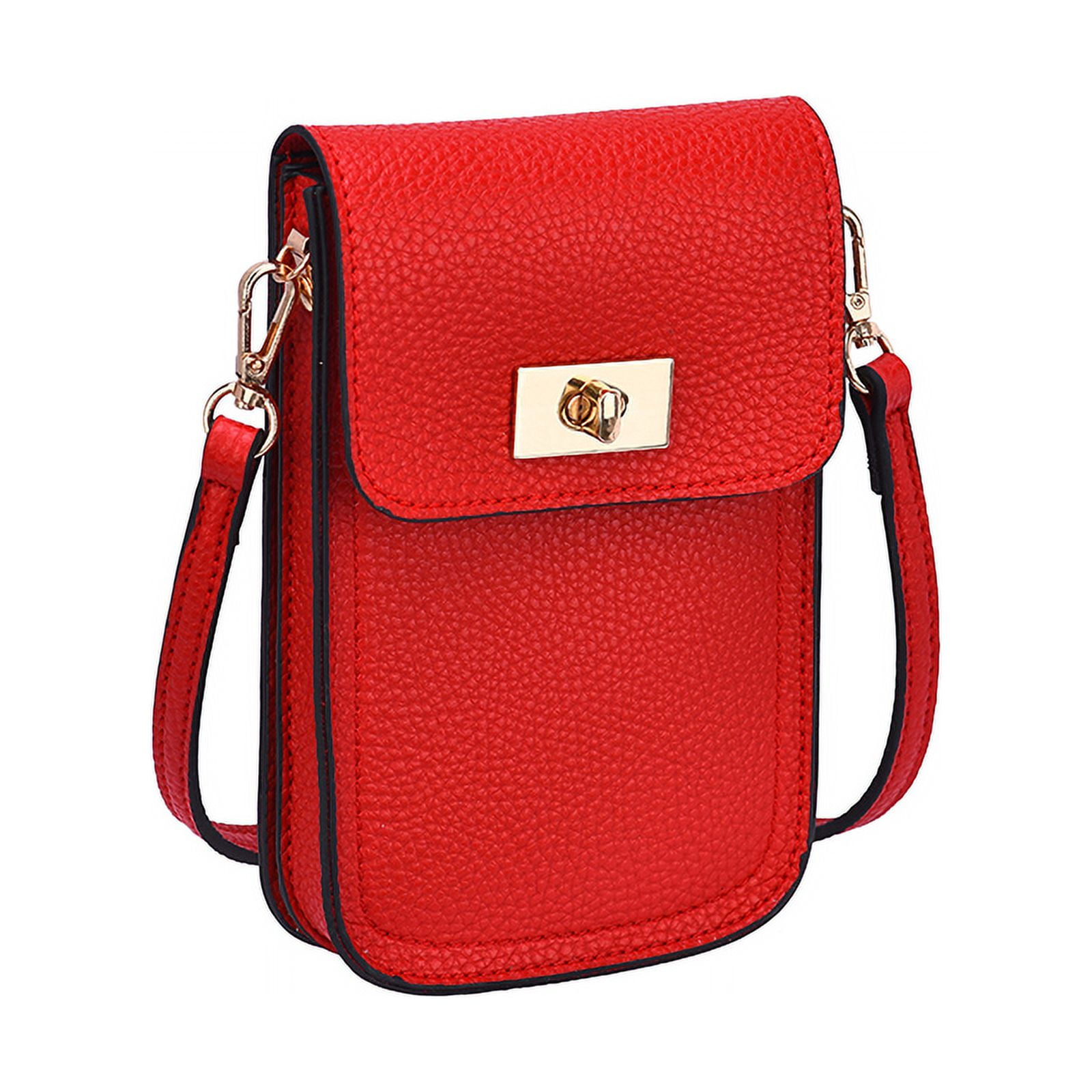 Mellow World Vegan Leather Red Purse with Decorative Lock and